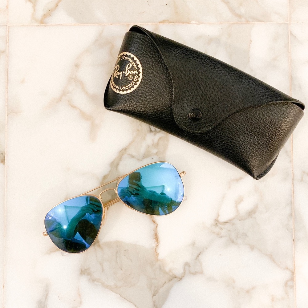 blue aviator ray-bans
